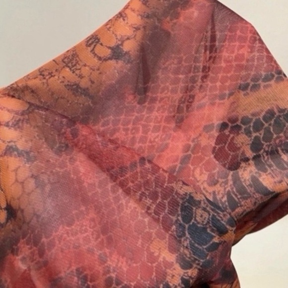 Fader Top Women Small Shirt Long Sleeve Snakeskin Sheer Stretch Rave Disco - Picture 5 of 5